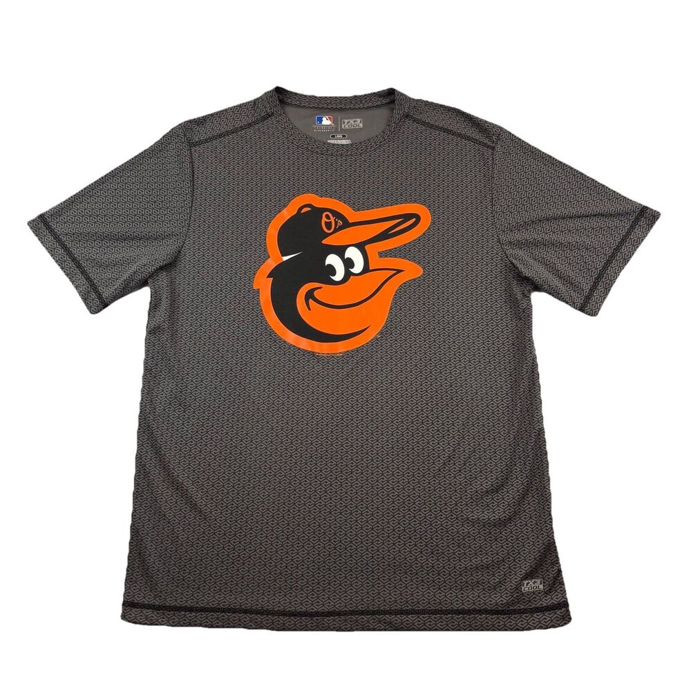 Baltimore Orioles MLB Geometric All Over Print T Shirt Mens L Gray TX3 Cool NWOT